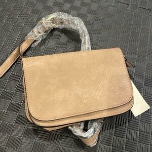 Brown Faux Leather Belt Clutch